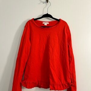 Crewcuts Girls Red Frill-Hem Long-Sleeved Shirt (10)